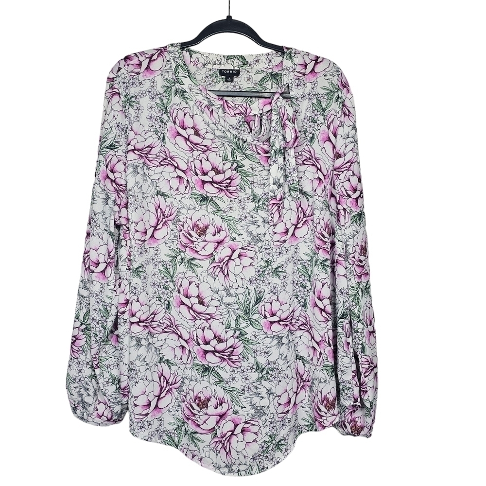Torrid Georgette Bow Tie Blouse